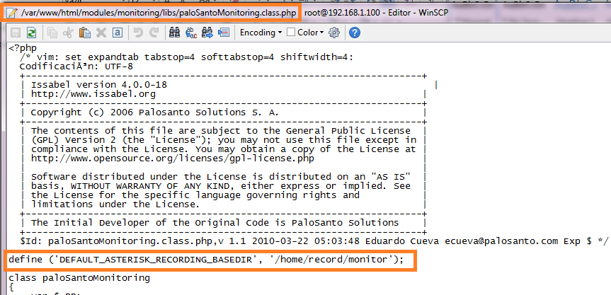 palosanto monitoring-issabel